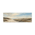 Way Home Through the Dunes canvas print — A sandy path winds through pale dunes toward a thin blue horizon beneath an open sky.