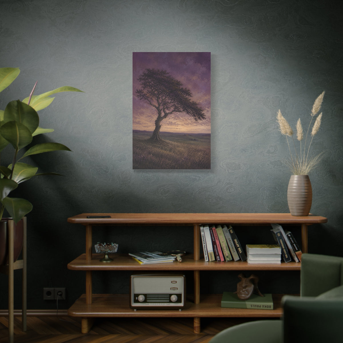 Held by Evening canvas print — A solitary tree stands against a twilight sky, its branches outlined by the last light.